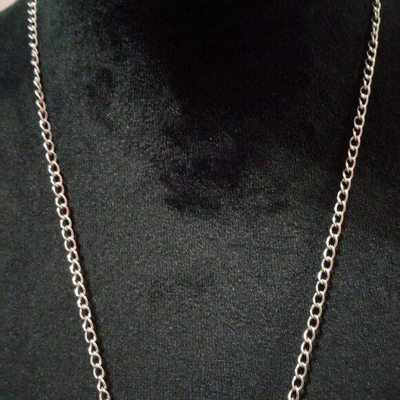 Women Fashion Elegant Clear & Black Rhinestone Silver Tassel Pendant Necklace - Picture 4 of 11